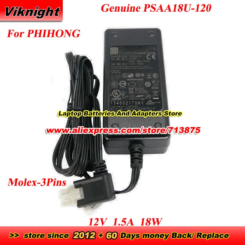 Genuine PSAA18U-120 12V 1.5A 18W AC Adapter 90ACC0194 for Datalogic Magellan 8400 Scanner PSAA18U-120(D6)-R 3Pins