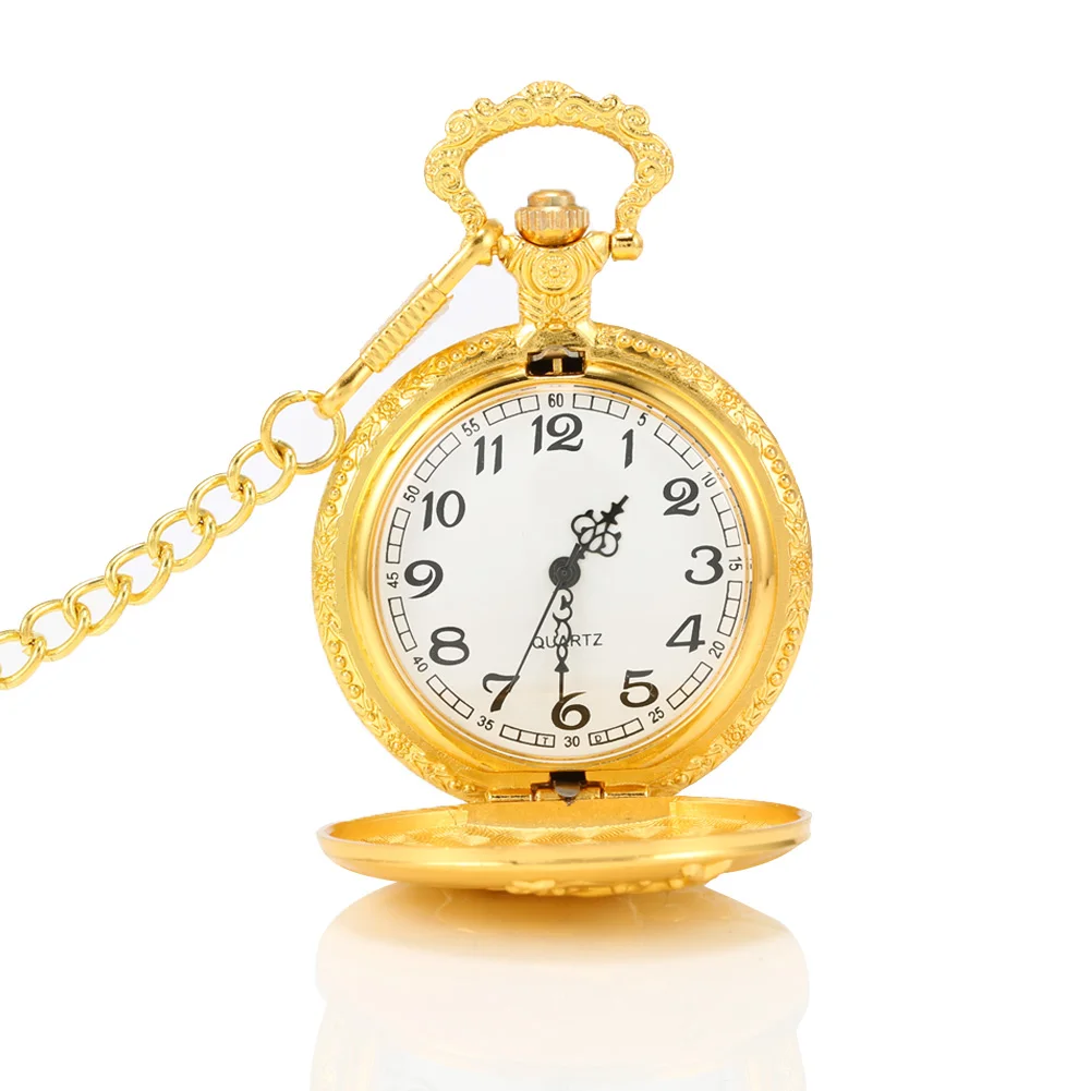 Orologi da tasca in oro Animale Alce Cervo Orologio meccanico al quarzo Collana con ciondolo Orologio a catena Regalo di alta qualità