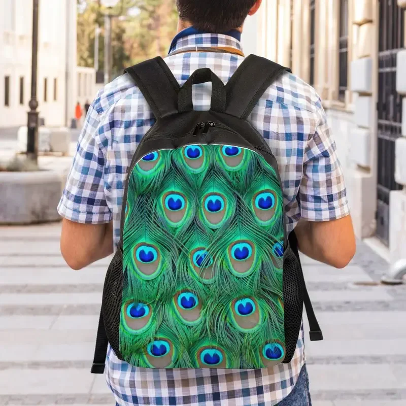 Mochila con estampado de pavo real para hombre y mujer, bolsa bonita e impermeable con estampado de animales, pluma, escuela y universidad