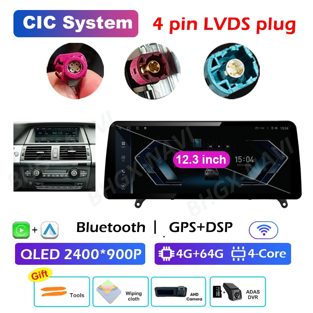 CCC CIC Systeem Carplay voor BMW X5 E70 X6 E71 2008 2009 2010 2011 2012 2013 Android 15 DSP Stereo Auto Multimedia Radio Speler BT