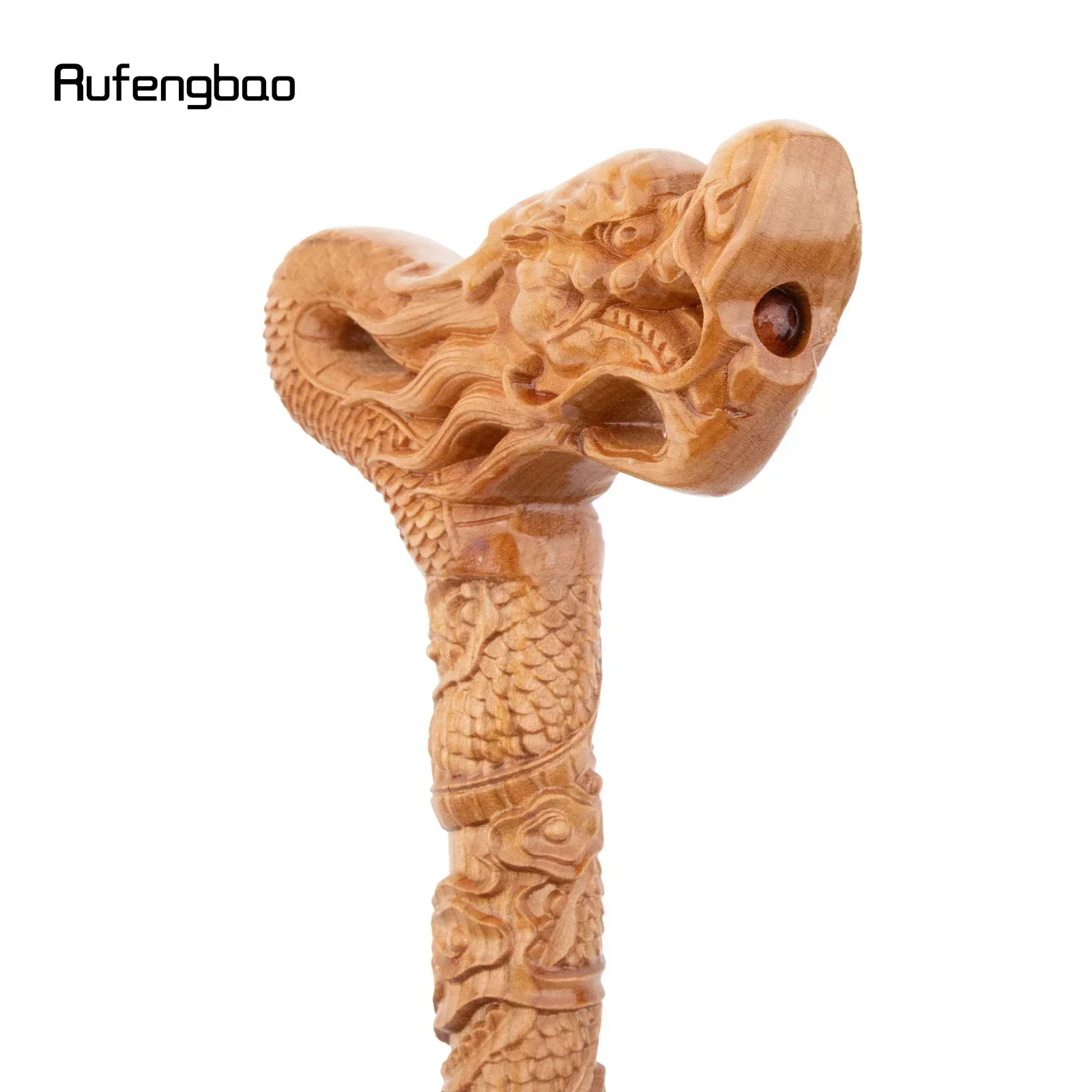 Yellow Flower Dragon Wooden Single Joint Fashion Wood Stick Decorative Cospaly Cane Steampunk & Everyday Use 89cm