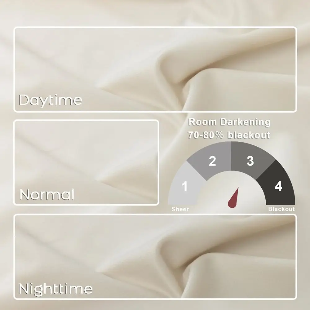 10 Fuß hohe Decken-Samtvorhänge mit Haken, 70 % Verdunkelung, cremefarbenes Elfenbein, 2-teiliges Set für Wohnzimmer/Schlafzimmer