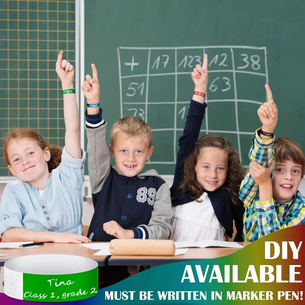 100 Pcs Paper Tyvek Wristbands Waterproof Ticket Bar Identity Disposable Wristbands Playground Party Synthetic Paper Wrist
