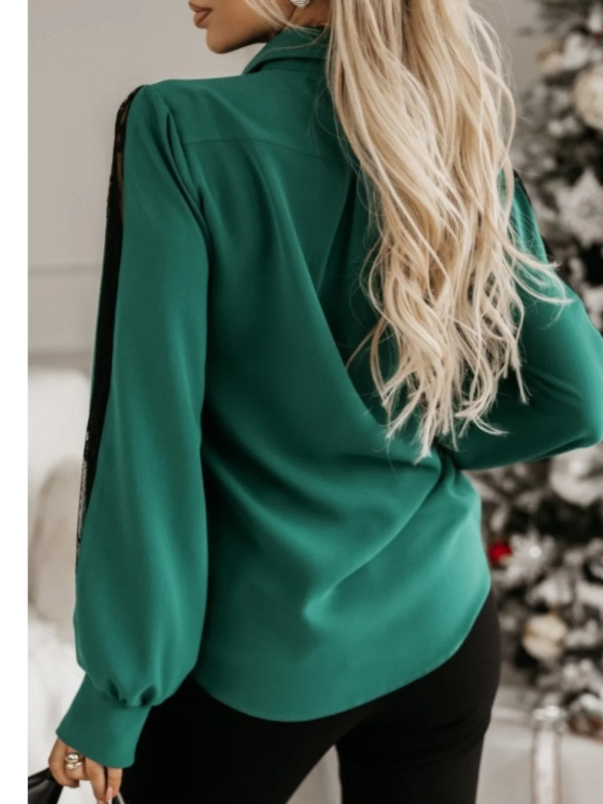 

Spring New Arrival OL Lady White Single Button Lace Patchwork Long Sve irt Women's Top Faionable Casual Busin Sle