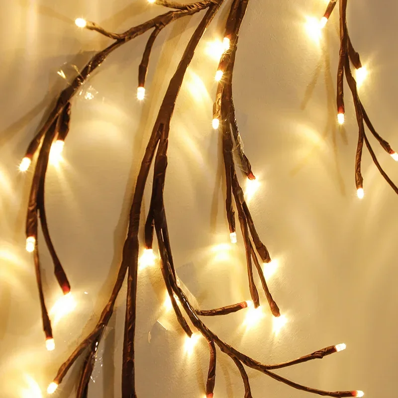 LED Wall Tree Branch para o Natal, estante Mantel, Encantado Willow Vine Luz, Bendable iluminado, Home Party, 144