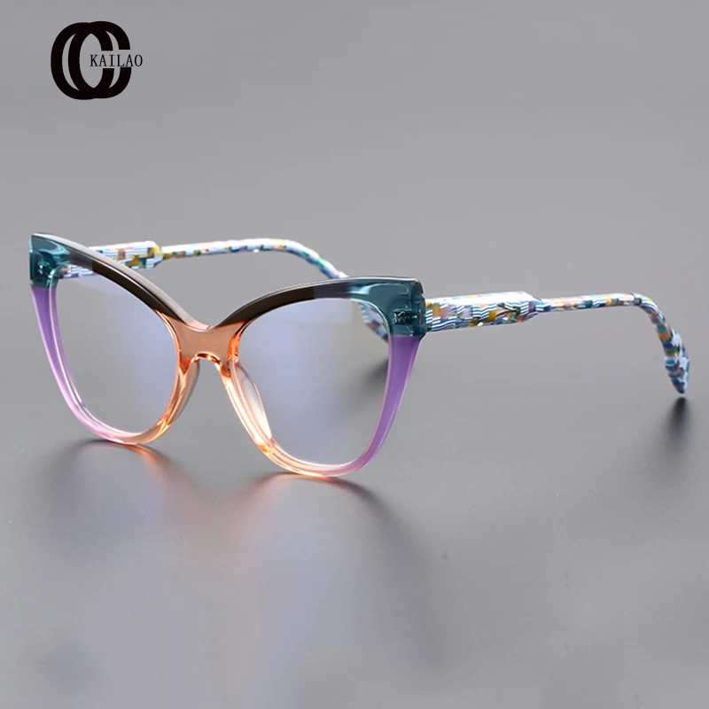 

2024 NEW Acetate Cat Eye Retro Eyeglass Frame Men And Women High Quality Fashion Designer UV400 Personalized Sunglasses