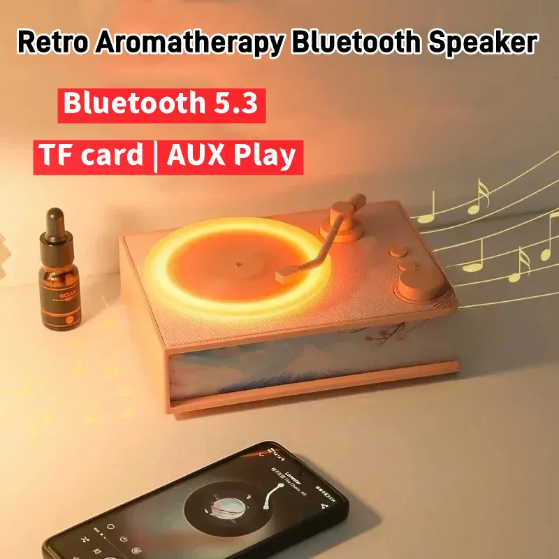 

Wireless Bluetooth Audio Retro Time Machine Turntable Aromatherapy Light Painting Speakers Multifunctional Player Creative Gifts