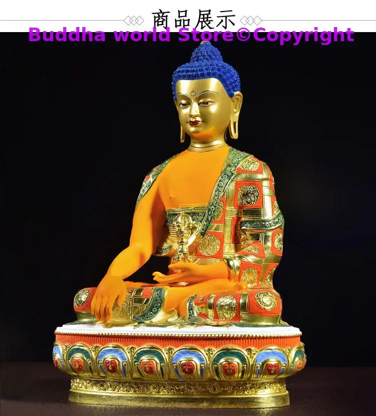 2025 grade colored draw Good Buddha statue bless family Safety Healthy luck Painted Mitukpa Aksobhya Vajra Buddha God