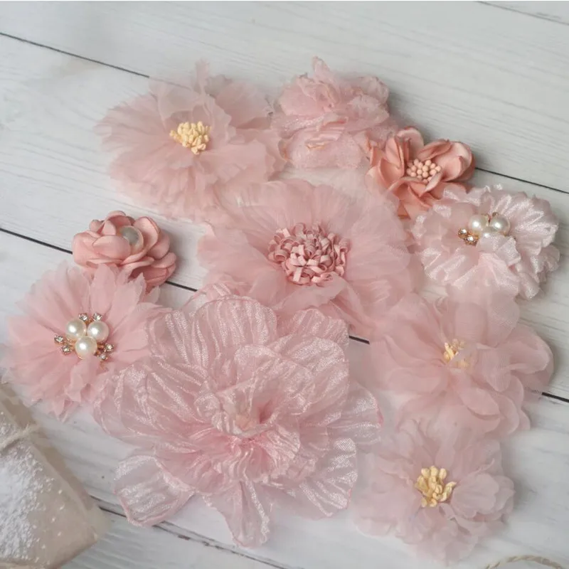 10Pcs/Set Mix Fabric Flowers Simulation Flower Head Decoration Flowers For DIY Accessories 4