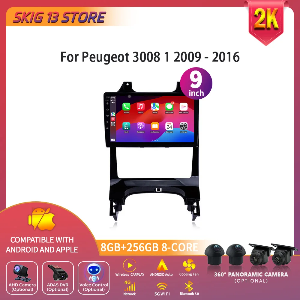 

For Peugeot 3008 1 2009 - 2016 Auto Wireless Carplay Radio Stereo Multimedia Player Car 4G Apple Android Multimedia 2 Din Screen