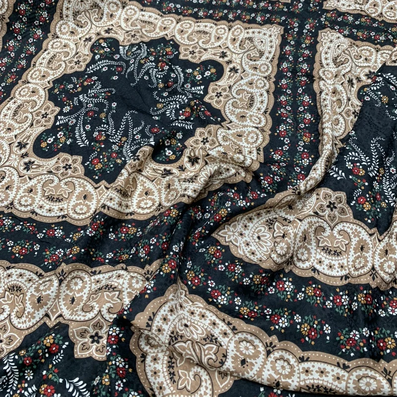 

1 метр, 100% шелк шелковицы, 16 мамме, жаккардовая шелковая ткань, верблюжий пейсли, с цветочным принтом, 138 см, ширина 54 дюйма, по дворам, JX140