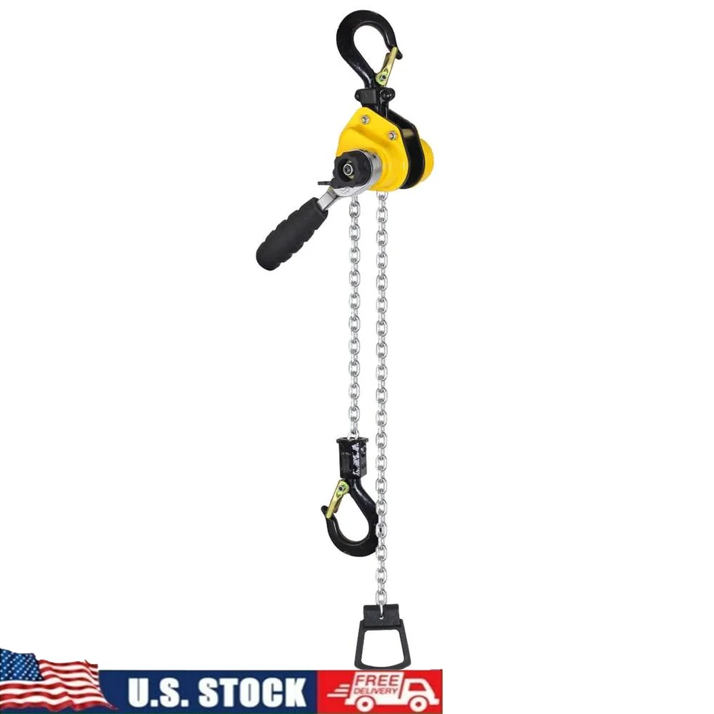 Mini Lever Hoist Chain Hoist Tool 0.75T Capacity 10' Lift G80 Grade Alloy Steel Double Ratchet Brake Safety Latch Portable