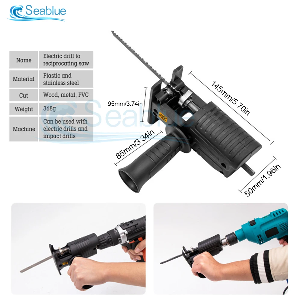 Imagem -06 - Screwdriver Conversão Cabeça Broca Elétrica para Serra Elétrica Household Reciprocating Saw Multifuncional Carpintaria Ferramentas 1conjunto