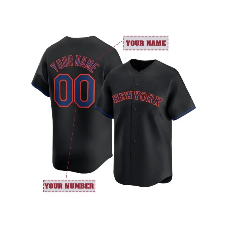 

Мужская бейсбольная майка с вышивкой «сделай сам», Нью-Йорк, черные рубашки с v-образным вырезом, персонализированные рубашки на пуговицах с короткими рукавами