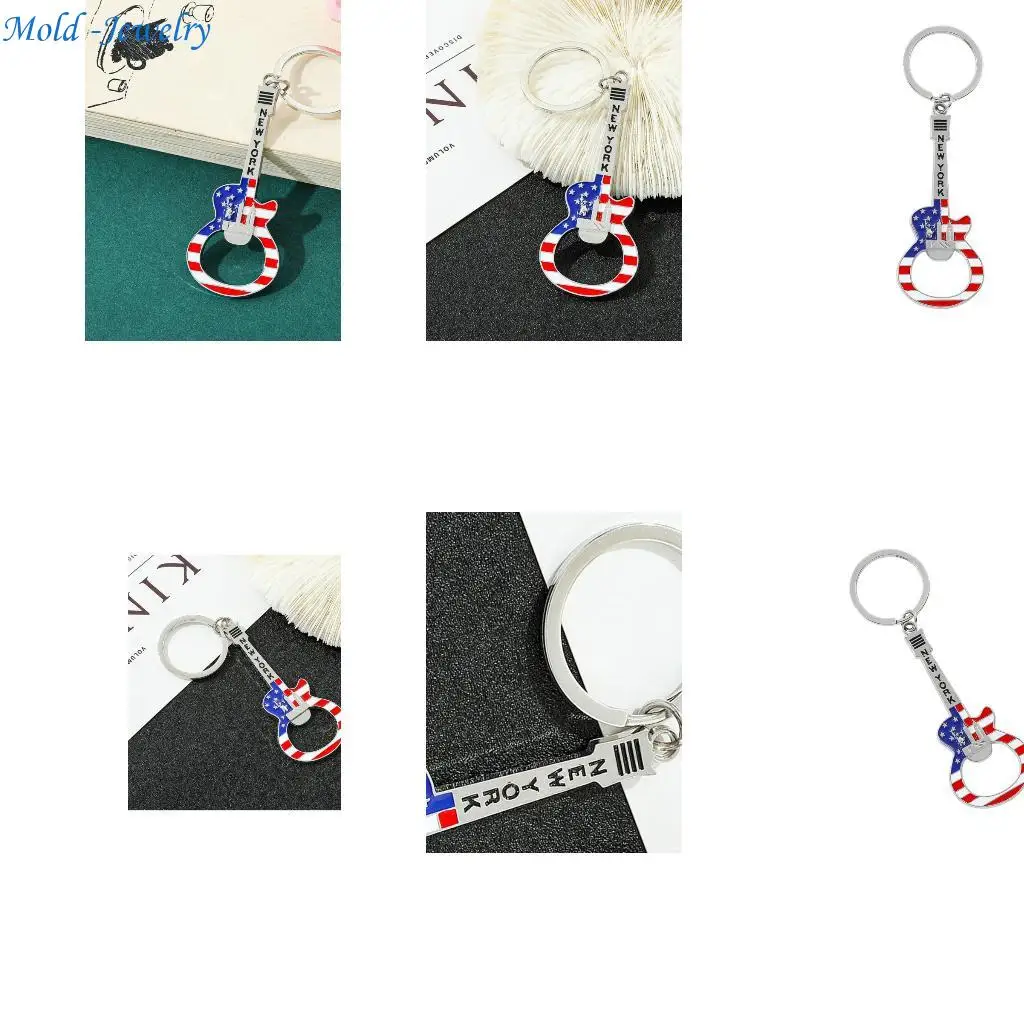 

69HB Guitar Bottle Opener Shaped Keychain Lightweight Metal Accessory Stylish Decoration For Keys Bags Or Party Enthusiasts
