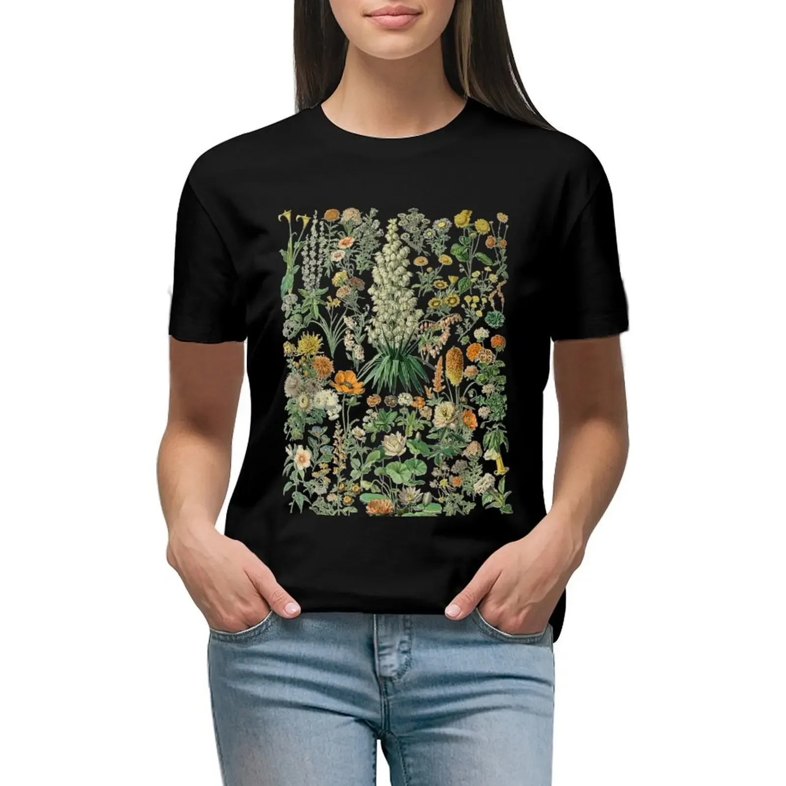 

Vintage Inspired Flower Botanical Chart T-Shirt vintage clothes quick-drying anime clothes Women's tee shirt