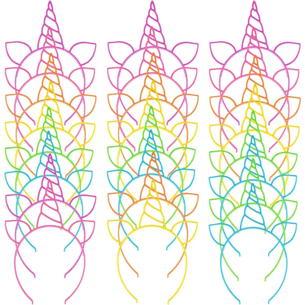 

24 Pcs Unicorn Headbands Unicorn Birthday Party Favors,Plastic Hairbands for Girls,Headware Accessories for Party Supplies Gift,