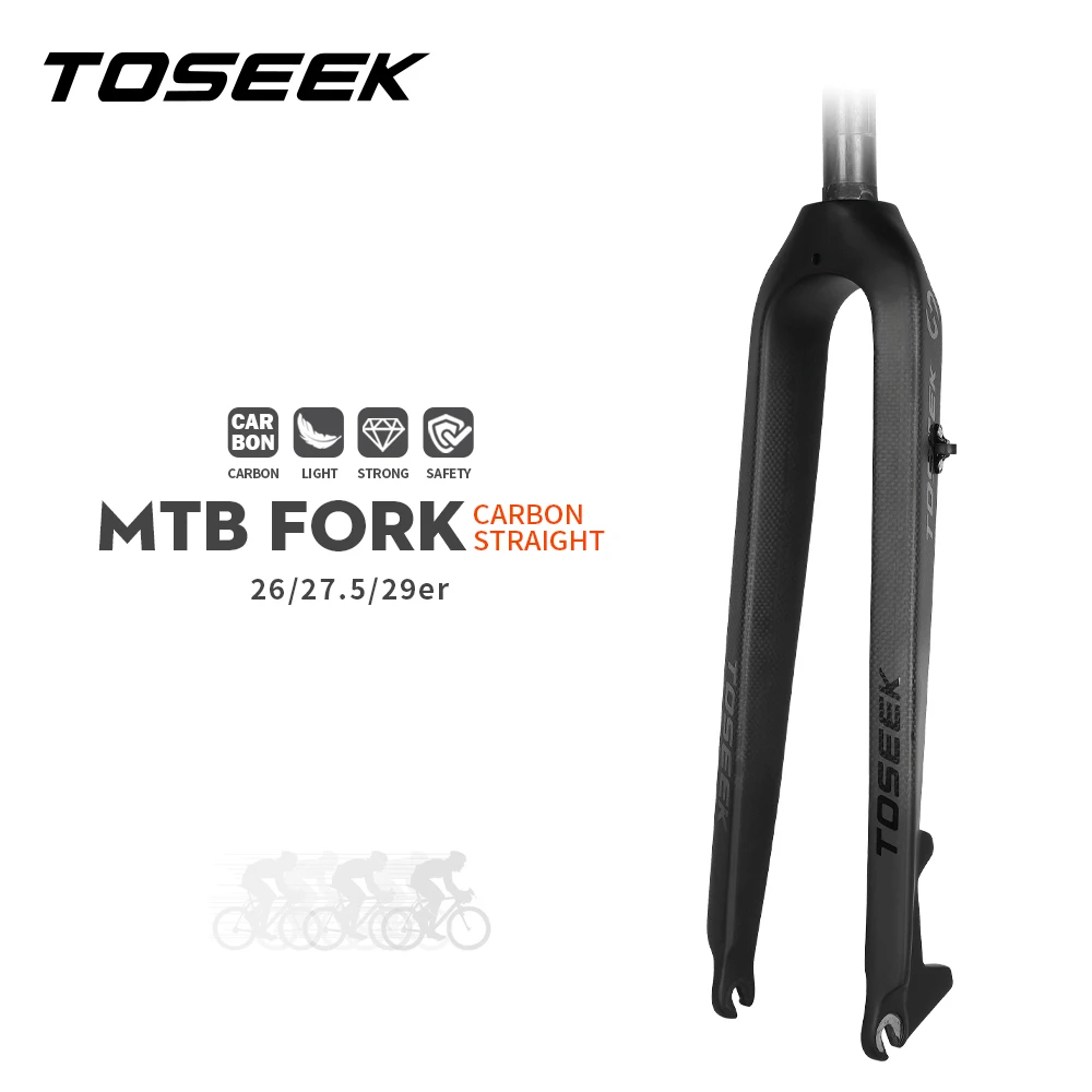 

TOSEEK-Full Carbon Fiber Bike Front Fork, Rigid Bicycle Fork, Straight Tube, Lightweight, 560g, 26 ", 27.5", 29"