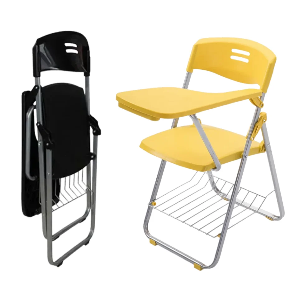 wholesale school classroom plastic adults university student study chairs with writing pad metal welded legs for tuition