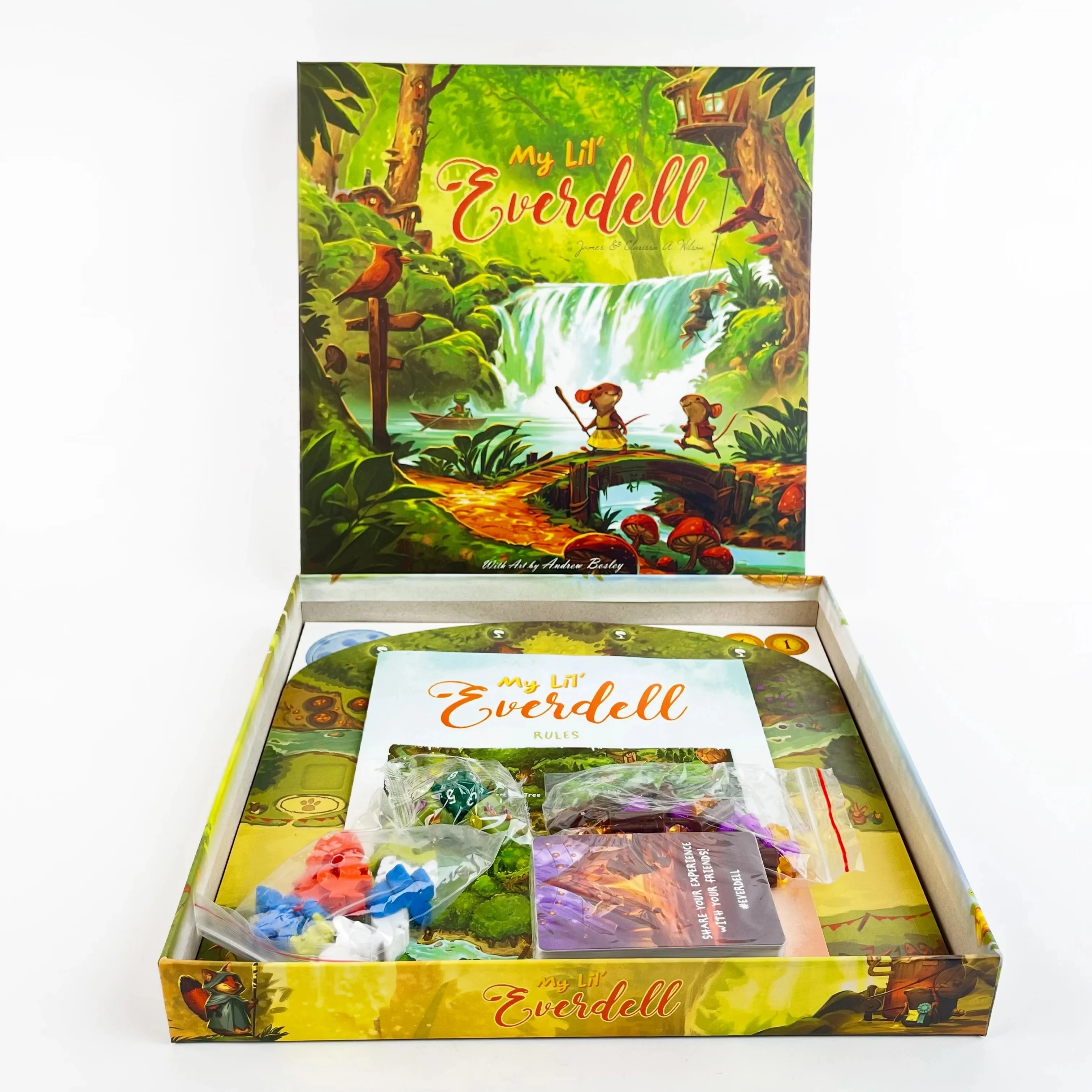 لعبة اللوحة العائلية My Lil Everdell للعائلة - بناء الغابات السحرية 1-4 لاعبين 30 دقيقة متعة تعليمية