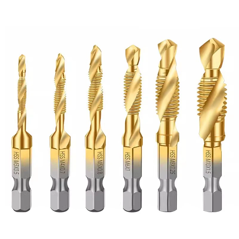 Titan-beschichteter Maschinengewindebohrer – integrierter 3-in-1-Gewindebohrer-Set, Größen M3 M4 M5 M6 M8 M10 – Detail 6