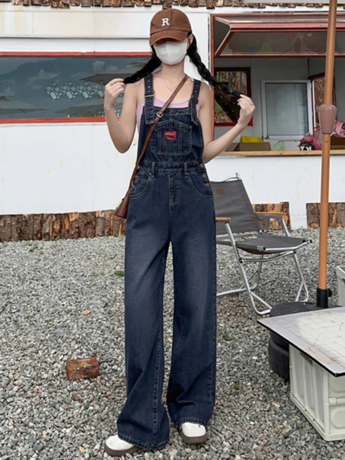 Salopette en Denim rétro américain pour femmes, pantalon une pièce ample, petite taille, réduction de l'âge, taille haute, Slim, droit, printemps été