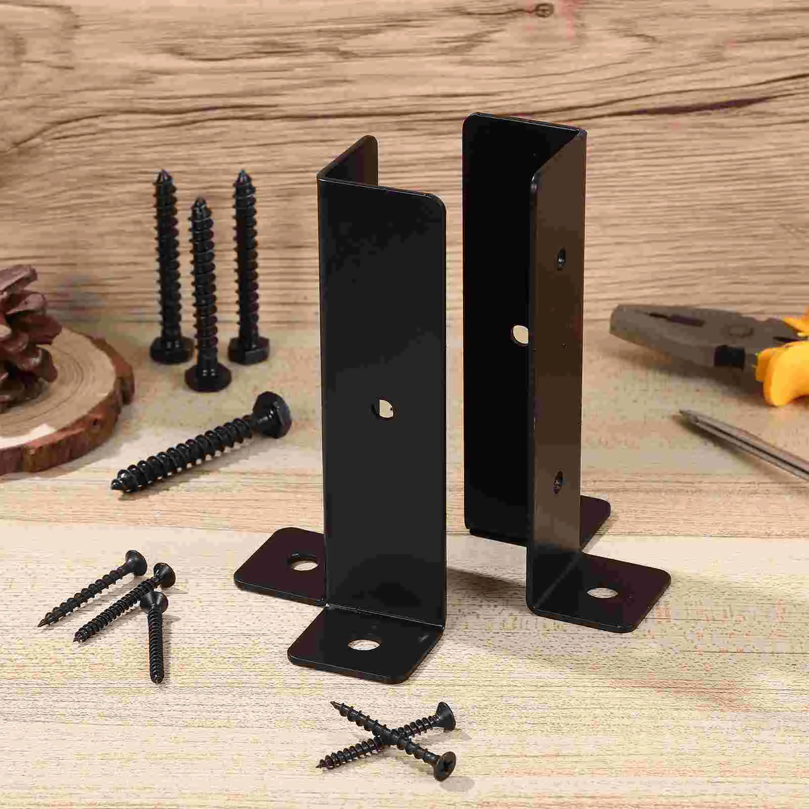 4 Pcs Wooden Fence Gazebo Post Anchor Grid Base Iron Deck Brackets Support Railing Repair