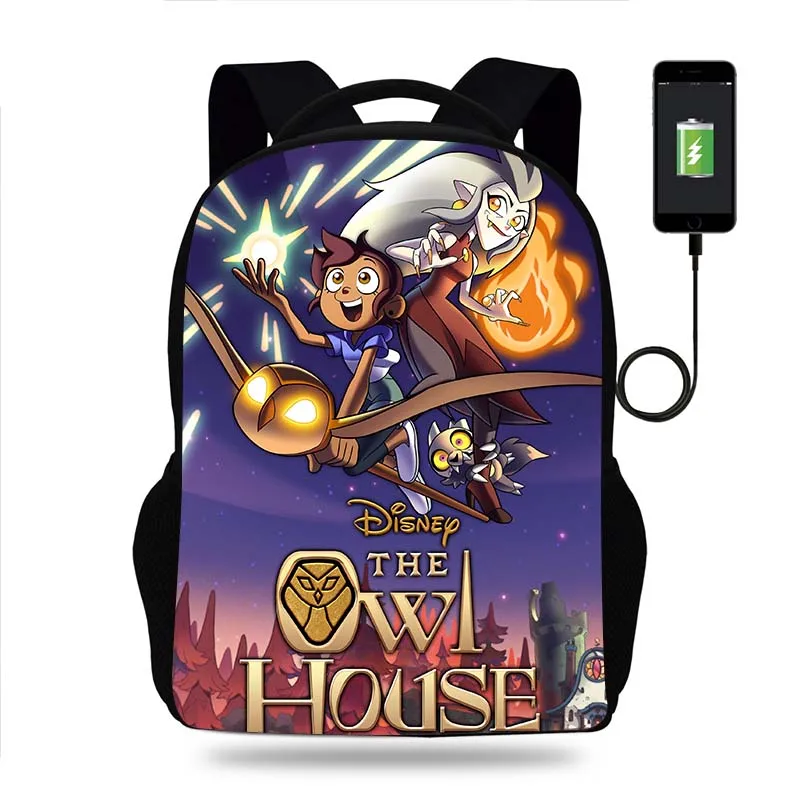 Fashion Disney The Owl House Backpack Boy Girl School Bag Teenager USB Charging Daily Travel Backpack Student Schoolbags Mochila