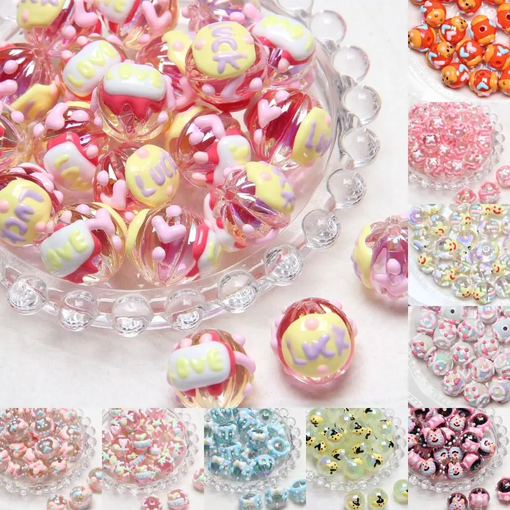 

Creative 10Pcs Heavy Oil Hand Painted Beads 18mm DIY Acrylic Beads Universal Detachable Jewelry Making Bracelet