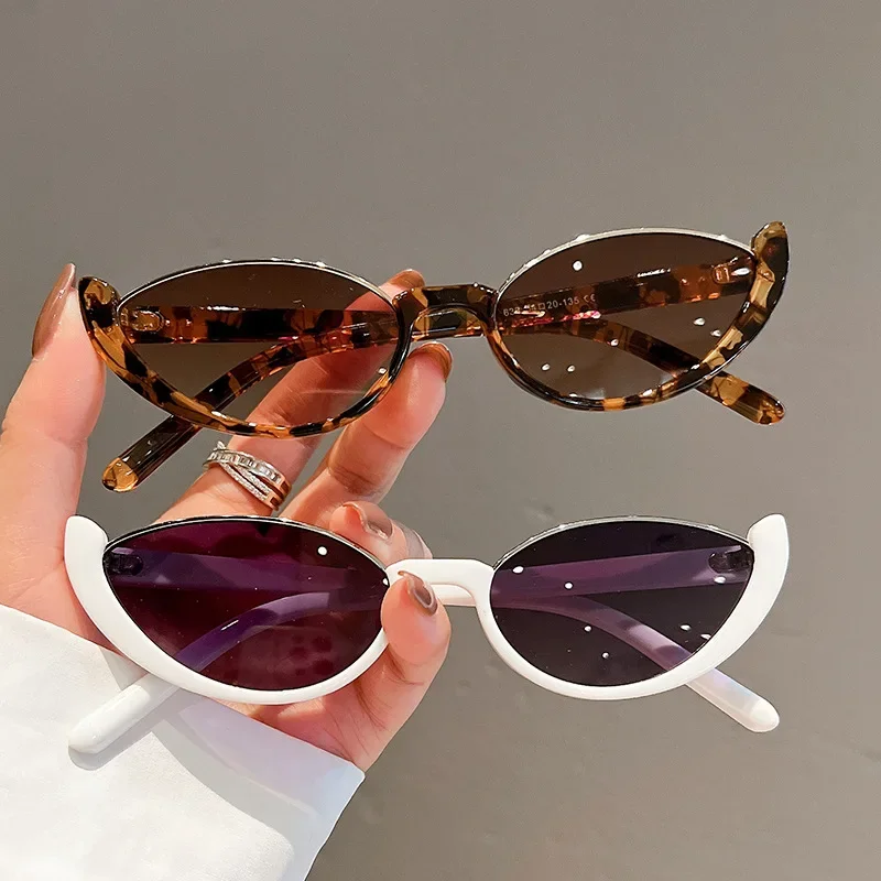 Gafas de sol estilo ojo de gato pequeñas Vintage para mujer, gafas de sol de media montura a la moda, diseño de moda para mujer, gafas de sol para exteriores UV400