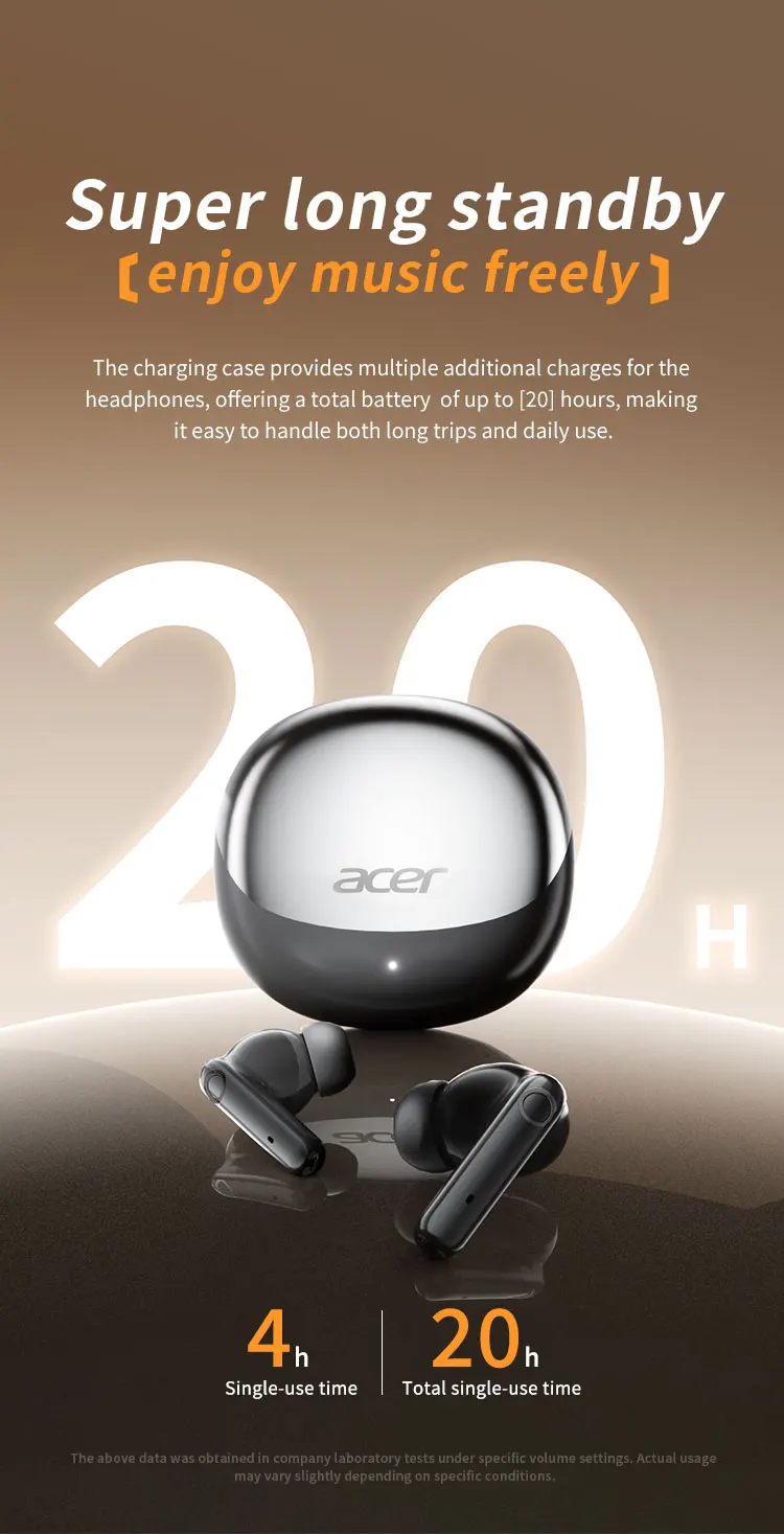 Acer Ohr546 Bluetooth-Kopfhörer 2025 Neues Modell Kabellose Ohrhörer In-Ear-Design Bequem zu Tragen für Sport, Laufen, Anrufe, Geräuschunterdrückung, Kompatibel mit Mobiltelefonen, Tablets und Laptop-Geräten – Detail 10