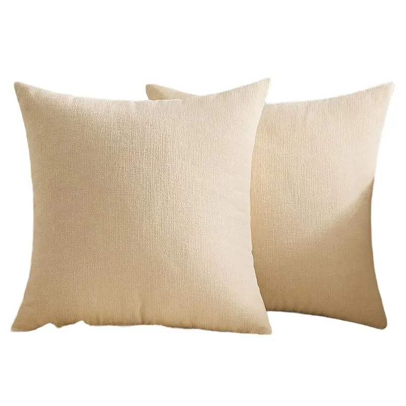 NEW HOT In Stock-For Sofa Farmhouse Style 20X20 Inch Beige Couch Pillow Covers, Set Of 2 Euro Throw Pillows For Living Room Deco