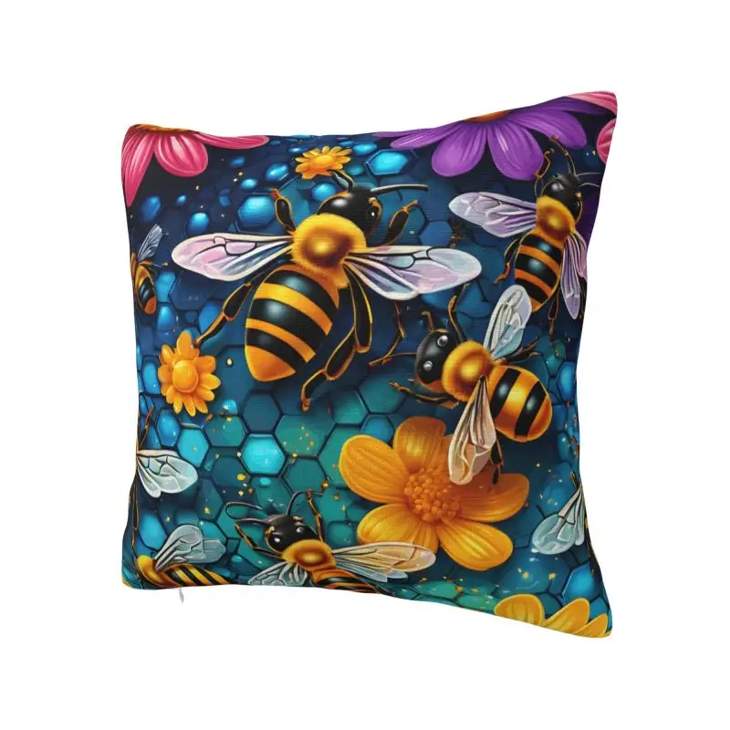 Honey Bees Throw Pillow Case 66*66cm Decorative Cushion Cover Velvet Polyester Pillowcase Double-sided Printing