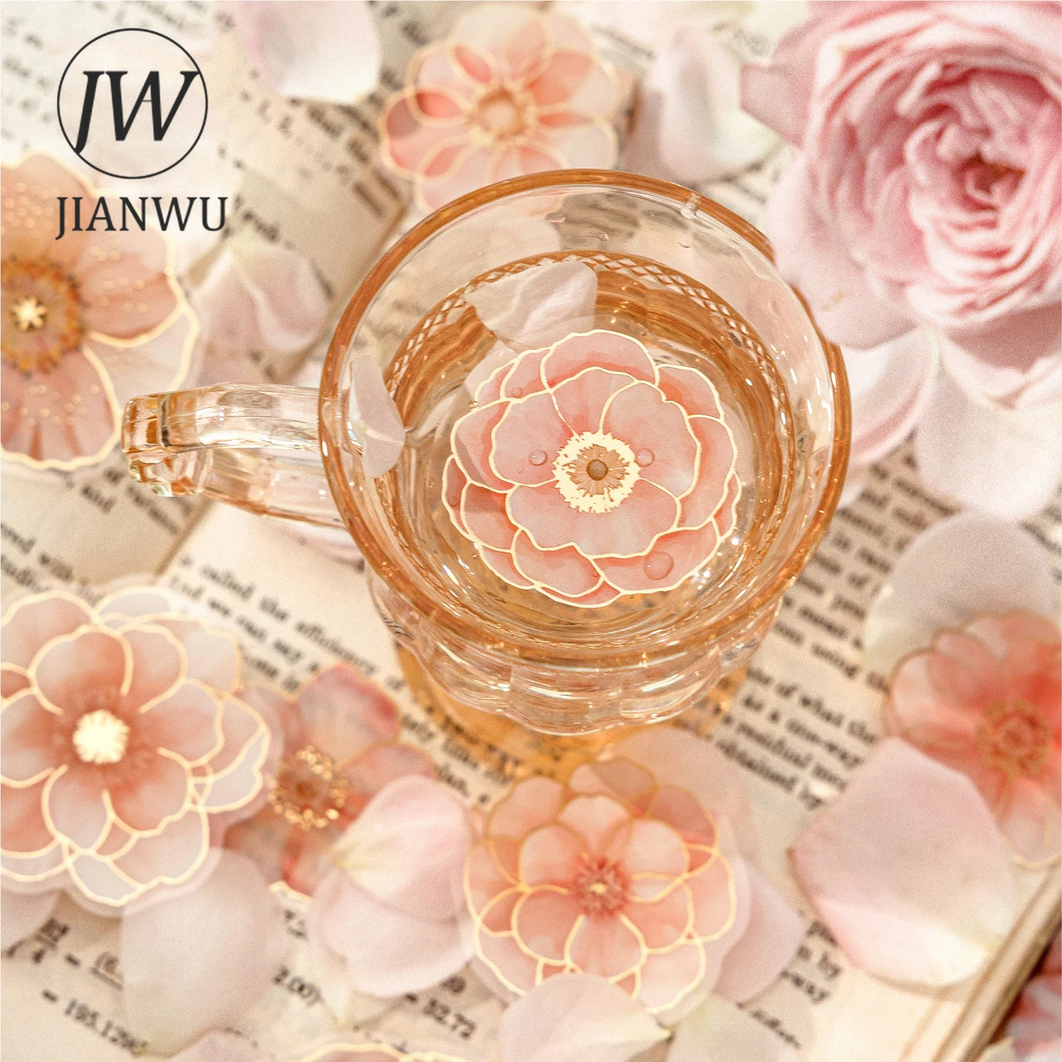 JIANWU Blooming Flower and Whisper Series Vintage Floral Landscape Material Collage PET Sticker Creative DIY Journal Stationery - view 2
