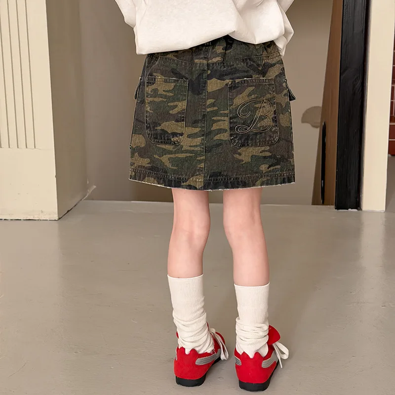 Children Fashionable Short Skirt Girls Fashionable Casual Cool Camouflage Workwear Skirt 2026 Spring Summer New