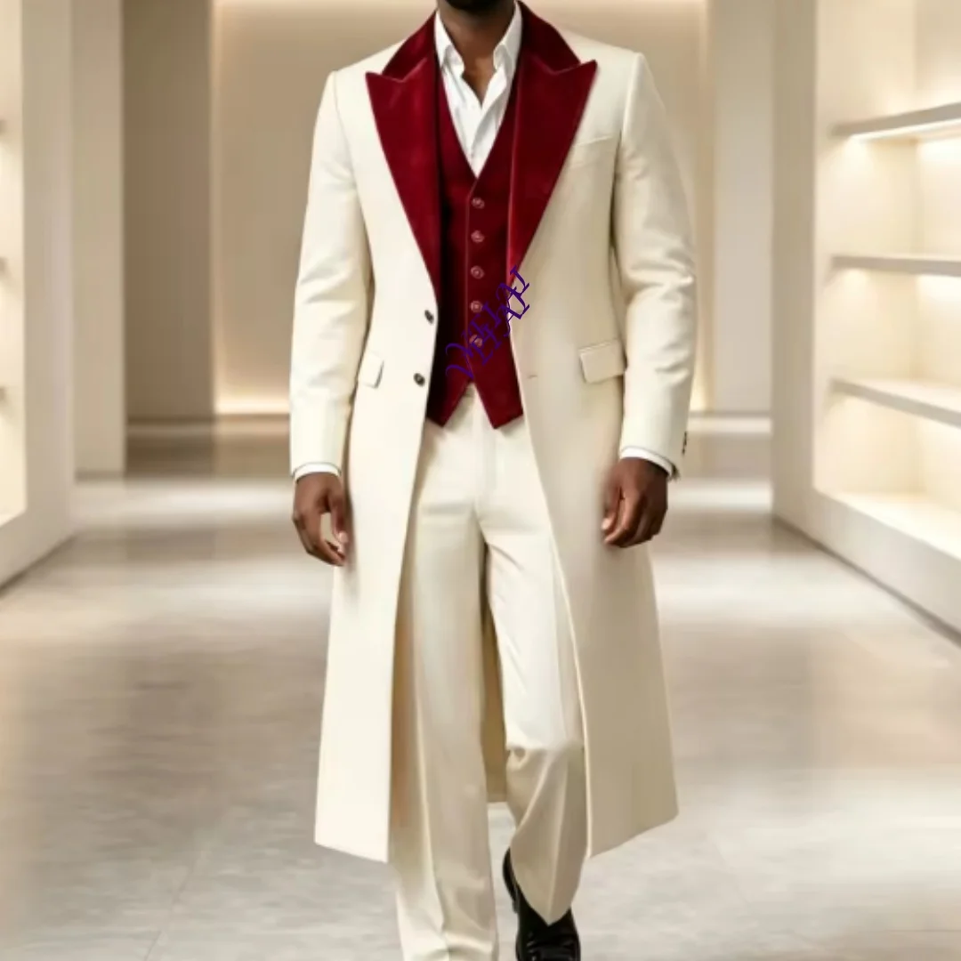 Long Style Three Pieces Men Suit Set Separates Custom Made Tuxedo for Men Wedding Prom Groom Party Custom Made Fashion Suit