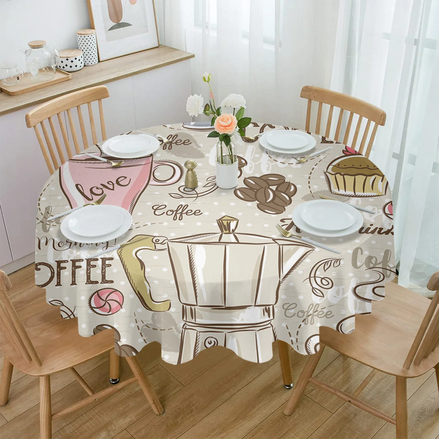 Coffee Cup Cake Candy Table Cloth Waterproof Home Decoration Tablecloth Party Kitchen Dinner Table Cover