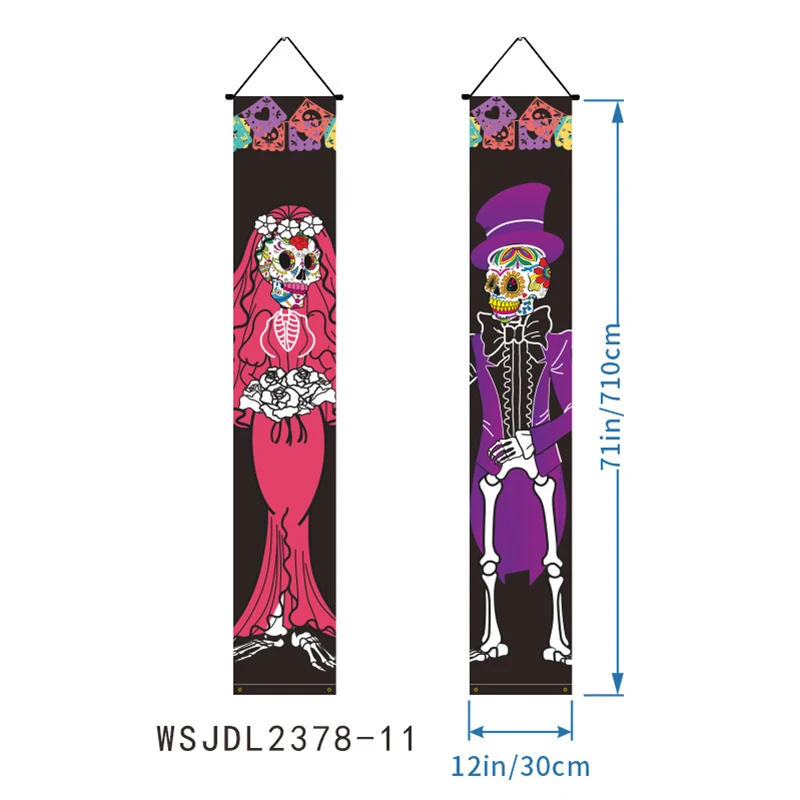 Mexican Day Of The Dead Halloween Party Decoration Couplet Scary Skeleton Ghost Festival Hanging Flag Supplies New