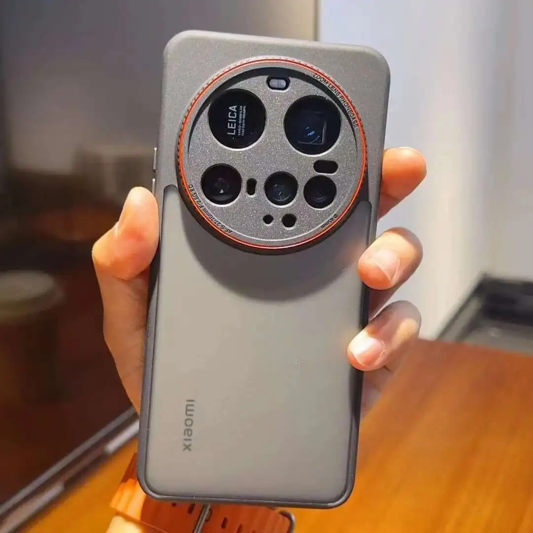 حافظة لهاتف Xiaomi 15 Ultra حافظة فاخرة بإطار عدسة أحمر غير لامع غطاء خلفي لهاتف Xiaomi MI 15 Ultra ممتص للصدمات MI15Ultra Funda