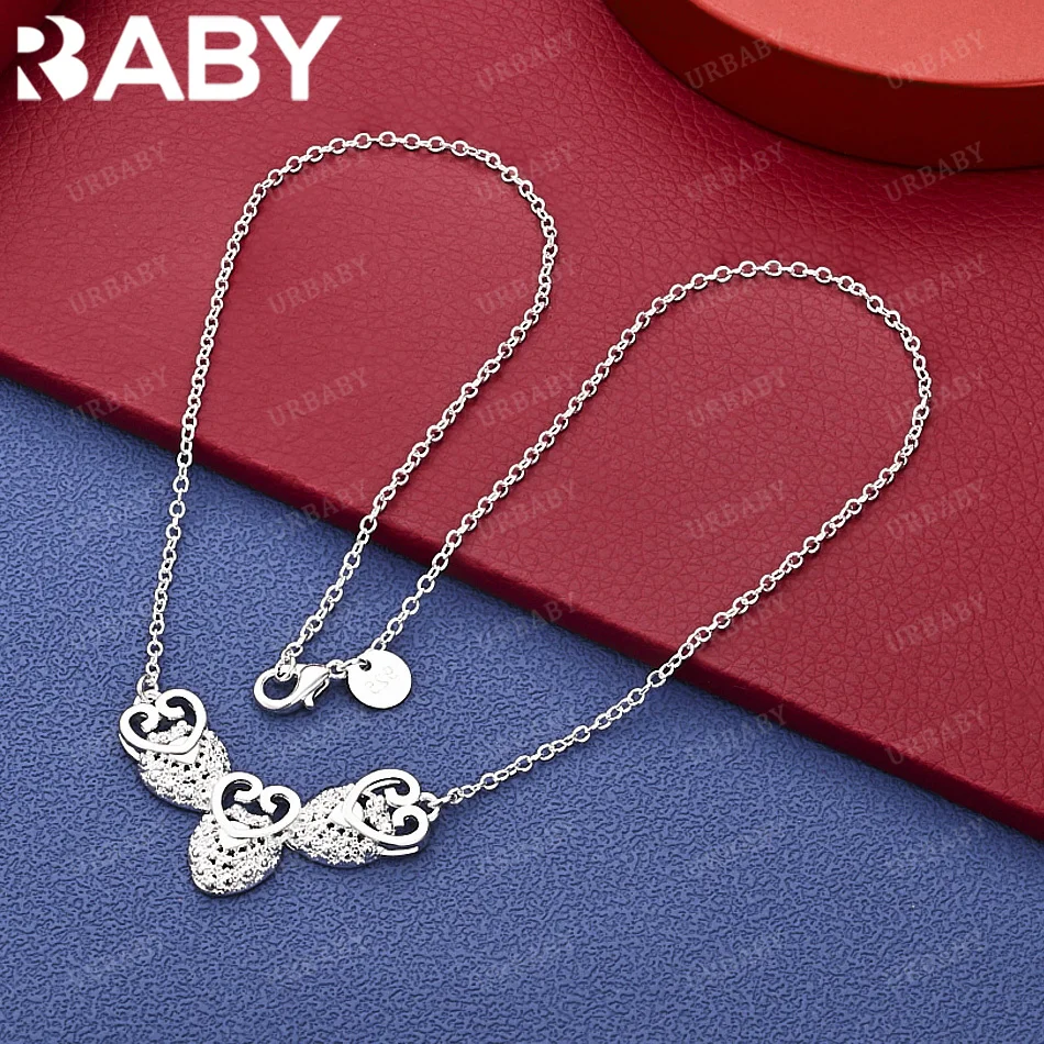 

URBABY 925 Sterling Silver 45cm Heart Necklace For Women Creativity Gifts Street All-match Party And Daily Wear