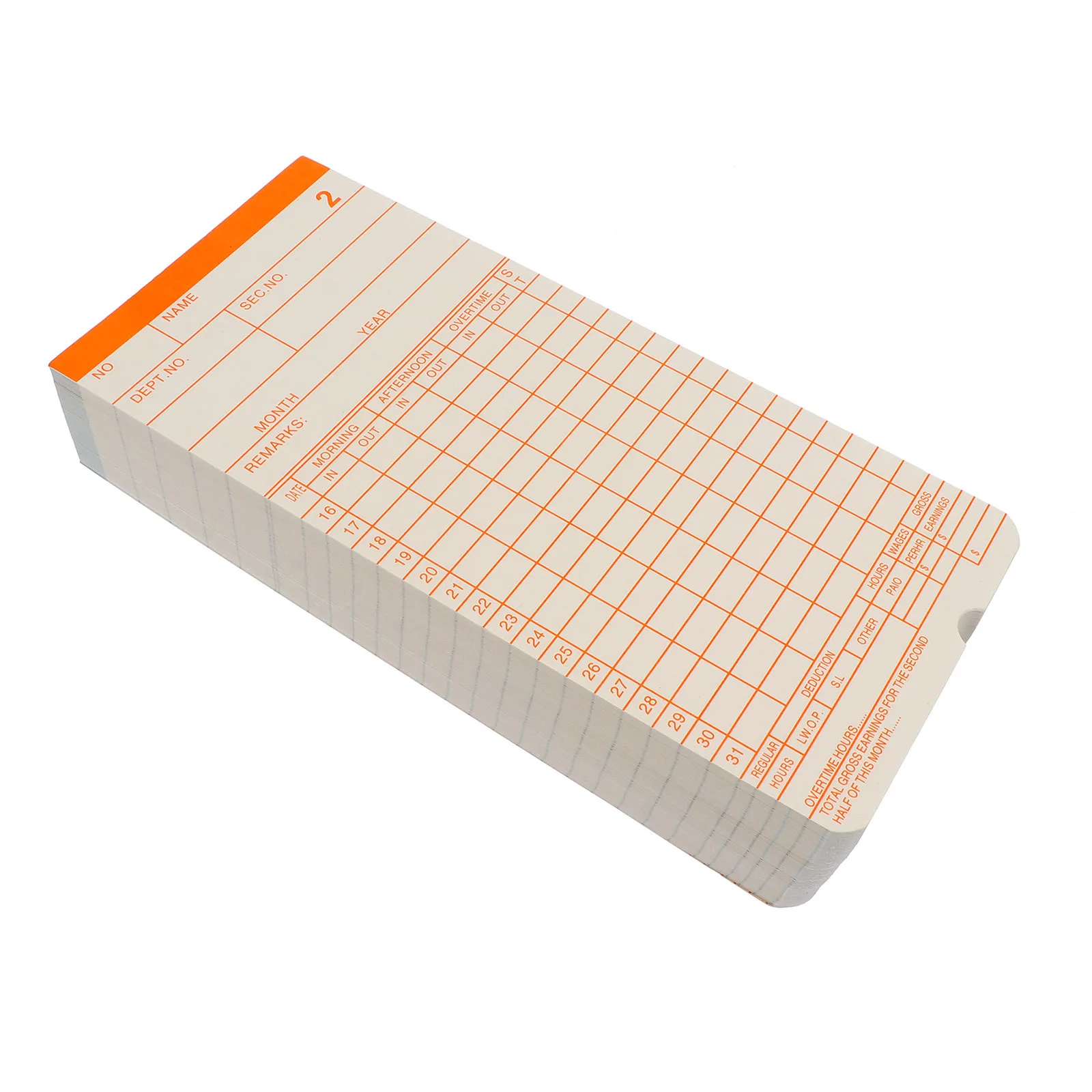 

Monthly Clocking Cards For Office Factory Warehouse Use Time Card Paper Double-Sided Attendance Recording Card