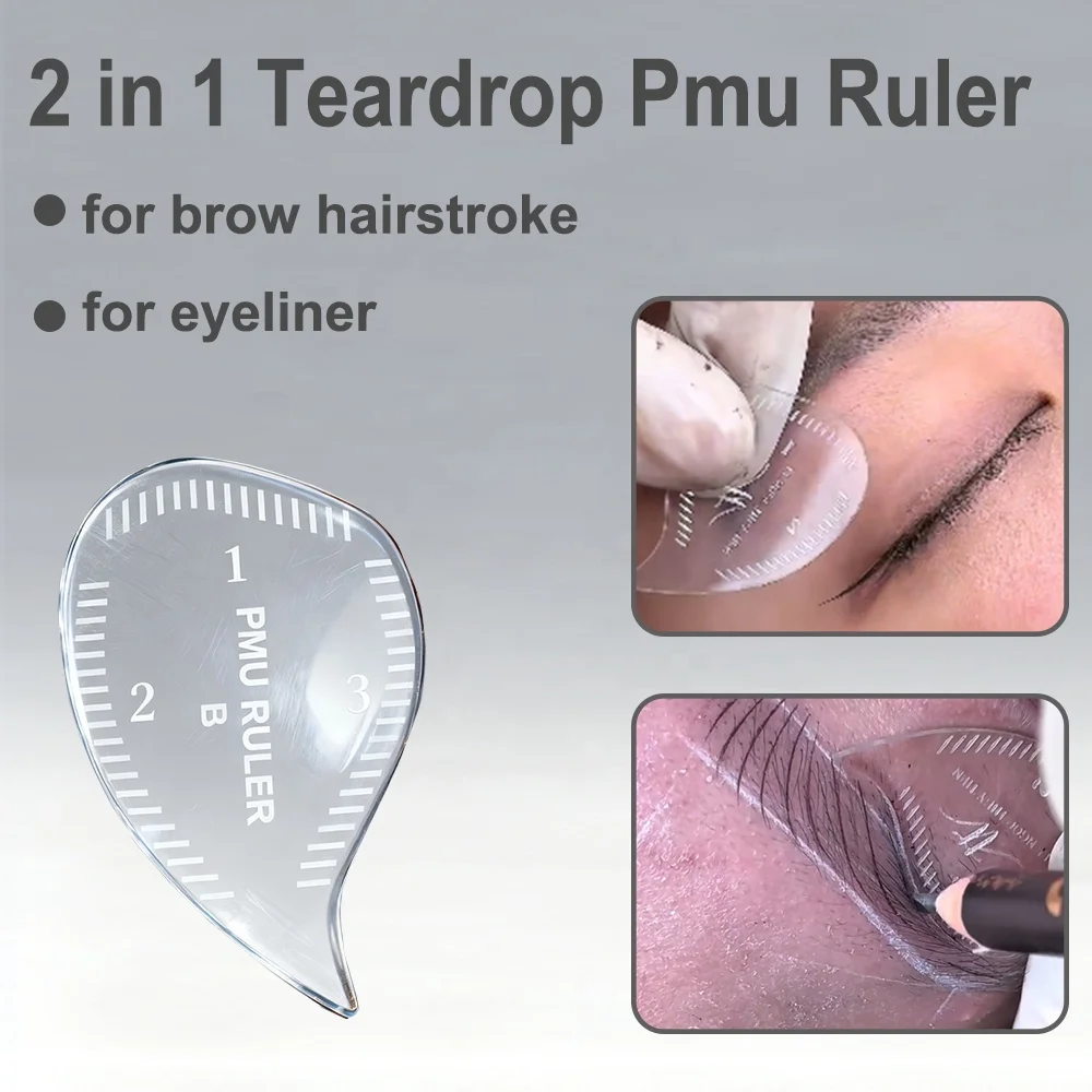 Tear Drop Shape Brow Mapping Ruler Pmu Eyebrow Hairstroke Eyeliner Mapping Tool