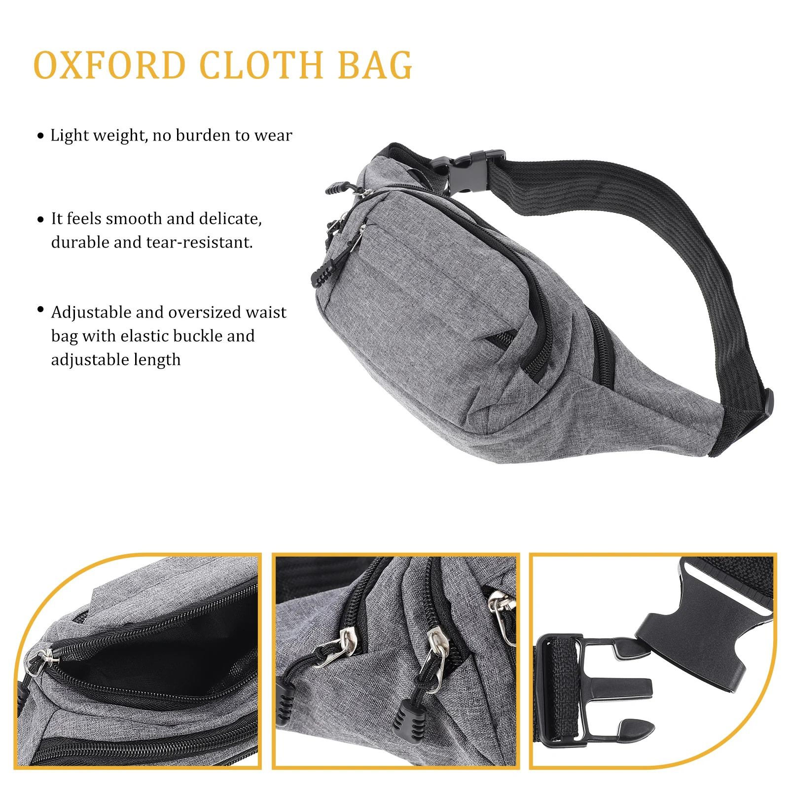 

Oxford Cloth Men Waist Bags Grey Sports Cross Body Bag Male Chest Pack Single Shoulder Travel Accessories Waterproof