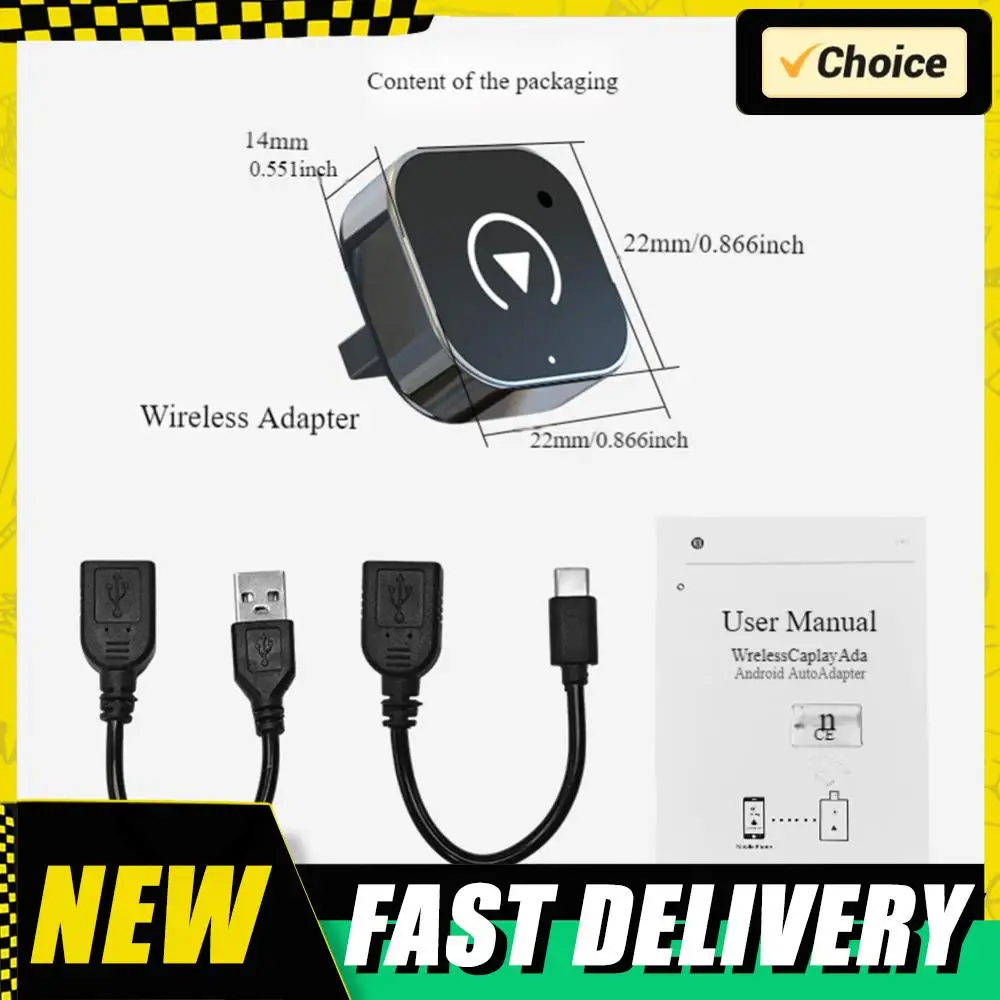 CarPlay/Andriod Auto 2 in 1 AI Smart Box Car Intelligent Wireless CarPlay محول Carplay AI Box التوصيل والتشغيل صندوق السيارات