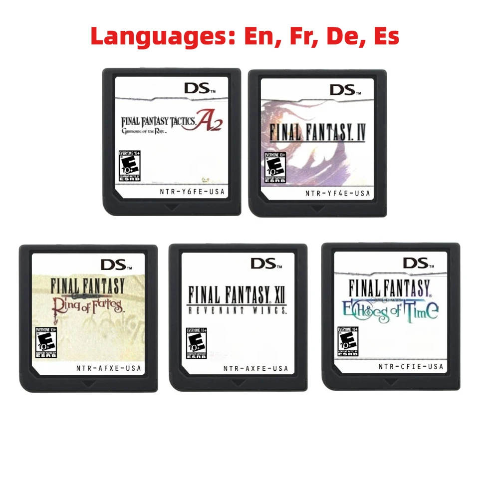 NDS Game Cartridge,Final Fantasy Series A2 Grimoire of The Rift ，XII Revenant Wings， Game Cartridge， Languages  En,Fr,De,Es,It