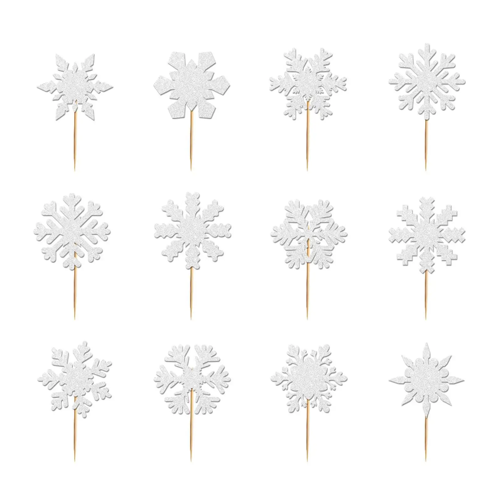48 Pieces Christmas Cupcake Toppers Xmas Cakes Decoration Snowflake Cake Toppers Cake Inserts Cards for Festival Celebration