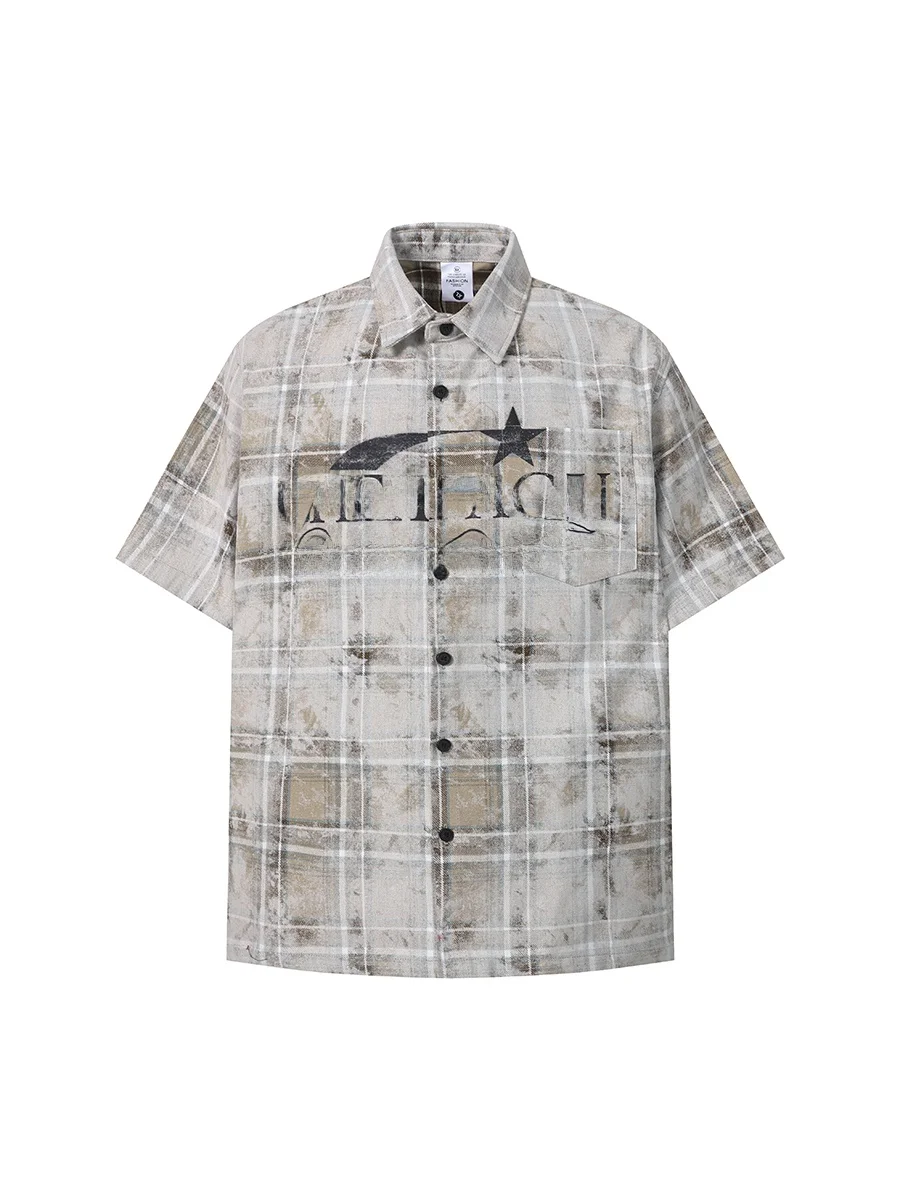 

Waed American Sle Plaid ort Sve Loose Fit Hip Hop irt TR BRUIFT Youth Casual ex Button up Top
