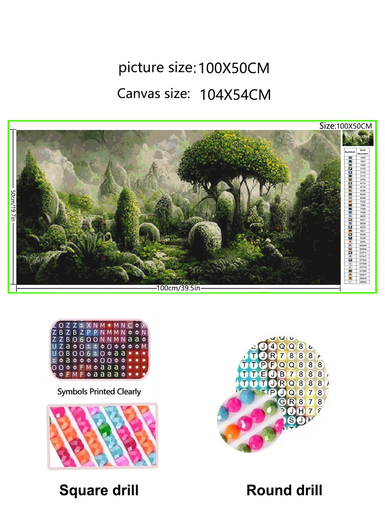 5D DIY Large Diamond Painting Cross Green trees Fog Landscape Wall Art, Full Round Drill, Embroidery Home Decor