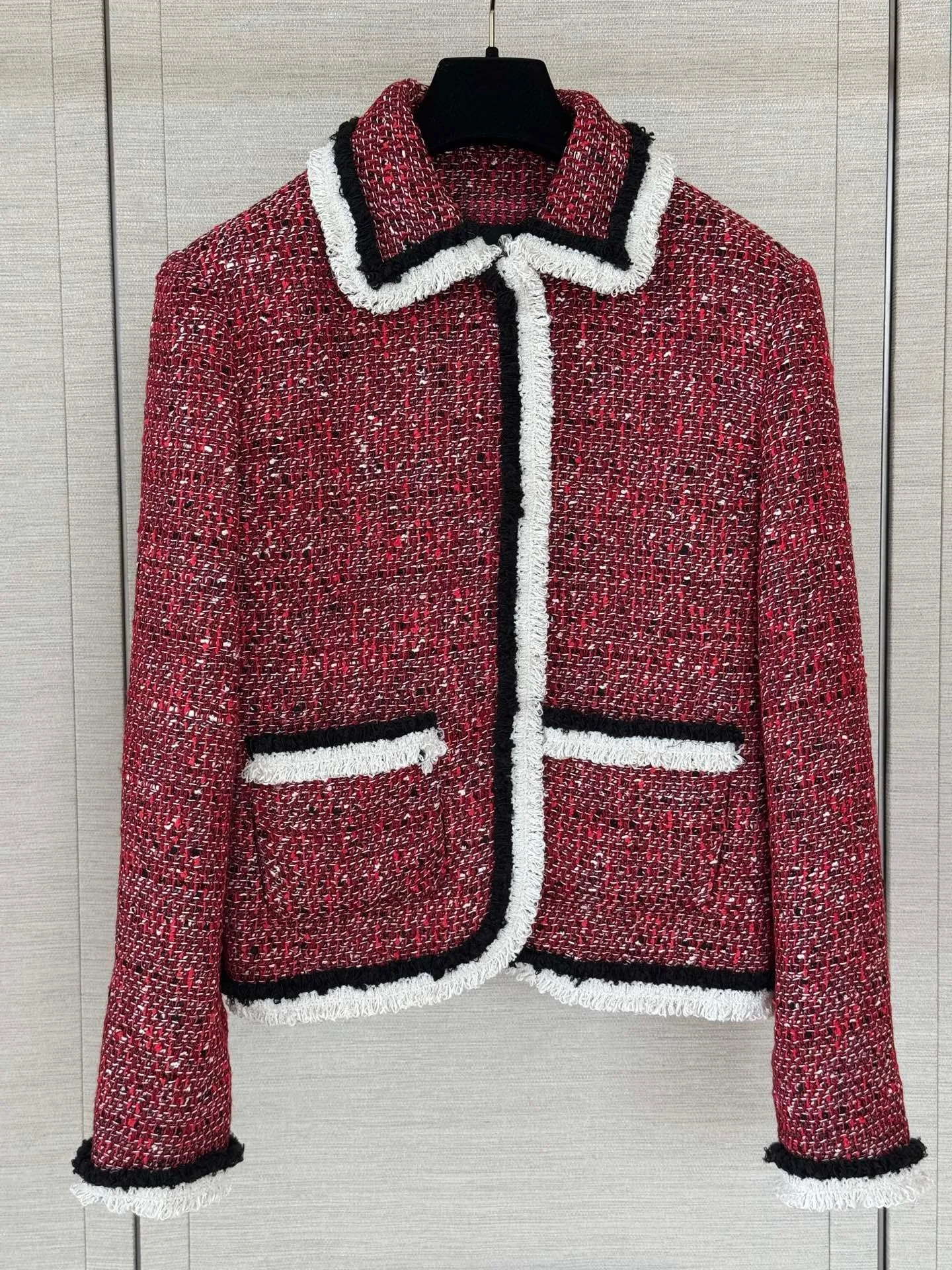 2026 Autumn/Winter New Women's Coarse Felt Short Coat, Color blocked Short Coat Top, High quality, Simple, Elegant and Versatile