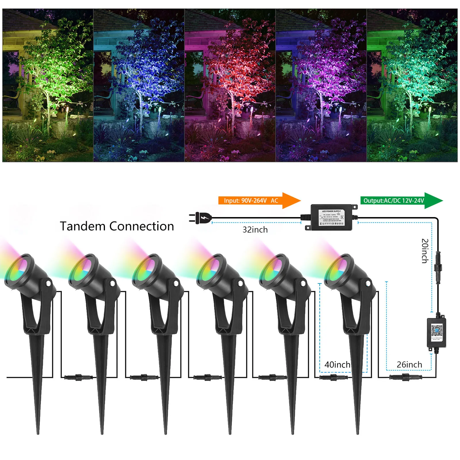 

6-Pack LED WIFI Smart Lights Magic Home/Alexa DC12V RGB Function Color Garden Lighting for Landscape Lawn Bonsai Flowerpot Lamps